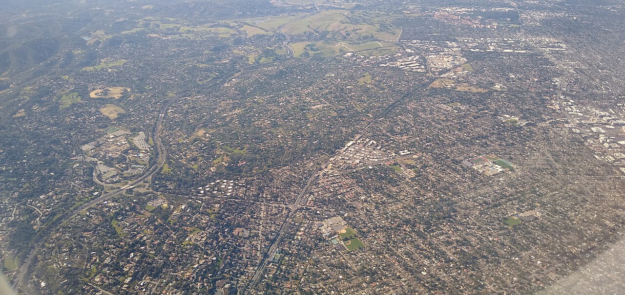 Aerial view of Los Altos California neighborhoods